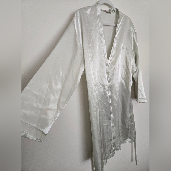 Vintage Oscar de la Renta Pink Label Elegant Light Green Satin Robe | Size M - Picture 7 of 8